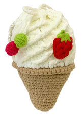 Sweeten up your style with the Vanilla Soft Serve Crocheted Crossbody Bag. This charming, handmade bag is a must-have for those who love unique accessories and kawaii cuteness. Crafted with care, it features a soft serve ice cream design in creamy vanilla crochet, with delightful crocheted strawberry and cherries on the drawstring closure. Whether you're out for a fun day with friends or just looking to add a touch of sweetness to your outfit, this bag is sure to turn heads.